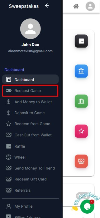 Request game menu